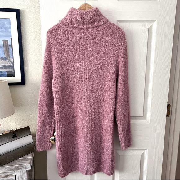 🌤️ Lulus Sweet Whispers Mauve Knit Turtleneck Sweater Dress Soft Stretchy Sz XS - Picture 7 of 11